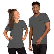 Load image into Gallery viewer, TM Short-Sleeve T-Shirt ( Black Letters &amp; Gold Outline )
