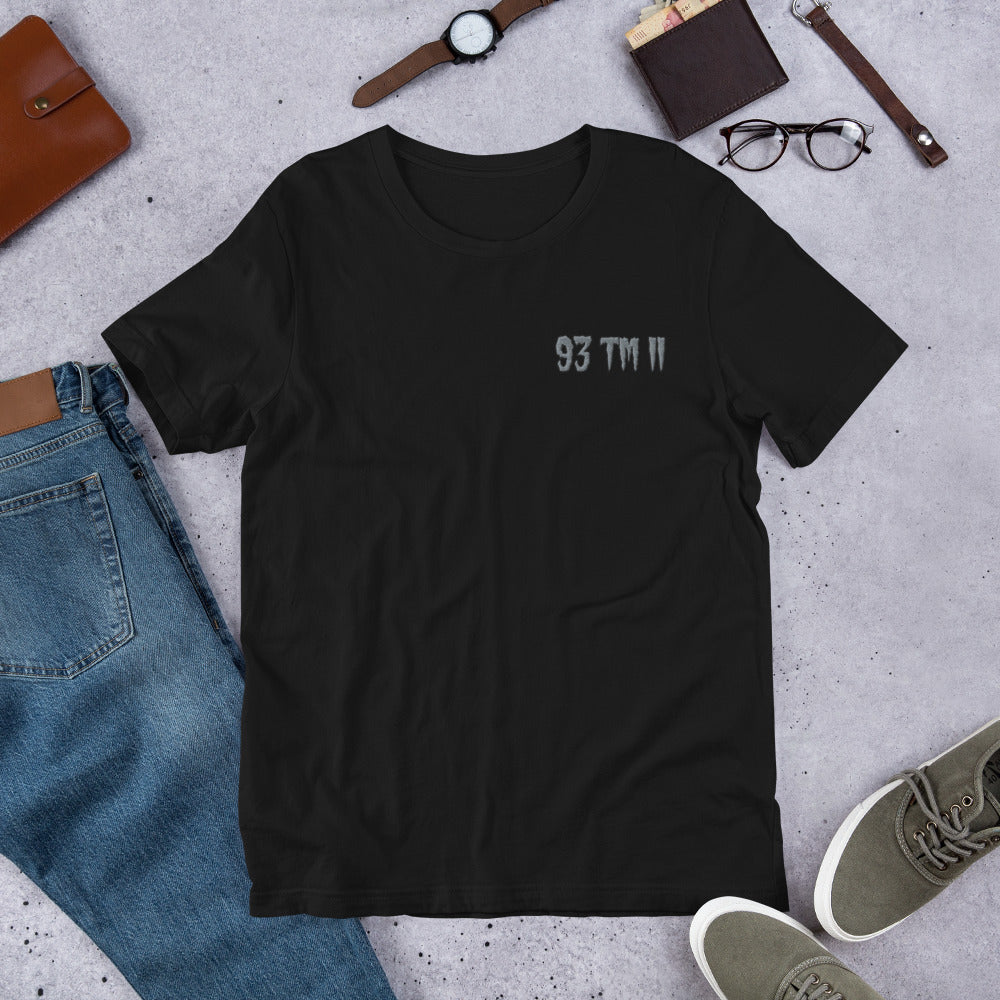 93 TM 11 Short-Sleeve T-Shirt ( Grey Letters & Black Outline )