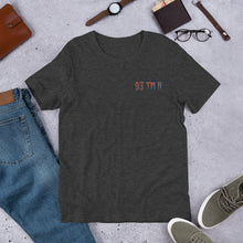 Load image into Gallery viewer, 93 TM 11 Short-Sleeve T-Shirt ( Orange Letters &amp; Blue Outline )

