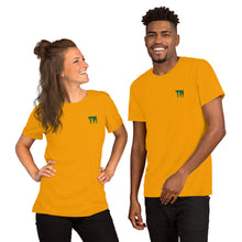 Load image into Gallery viewer, TM Short-Sleeve T-Shirt ( Green Letters &amp; Gold Outline )

