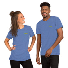 Load image into Gallery viewer, TM4L Short-Sleeve T-Shirt ( Yellow Letters &amp; Powder Blue Outline )
