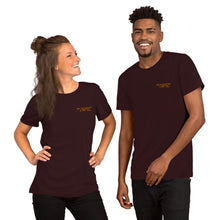 Load image into Gallery viewer, TM4L Short-Sleeve T-Shirt ( Maroon Letters &amp; Gold Outline )
