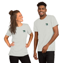 Load image into Gallery viewer, TM Short-Sleeve T-Shirt ( Green Letters &amp; Blue Outline )
