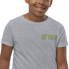 Load image into Gallery viewer, 93 TM 11 Youth Short Sleeve T-Shirt ( Yellow Letters &amp; Powder Blue Outline )
